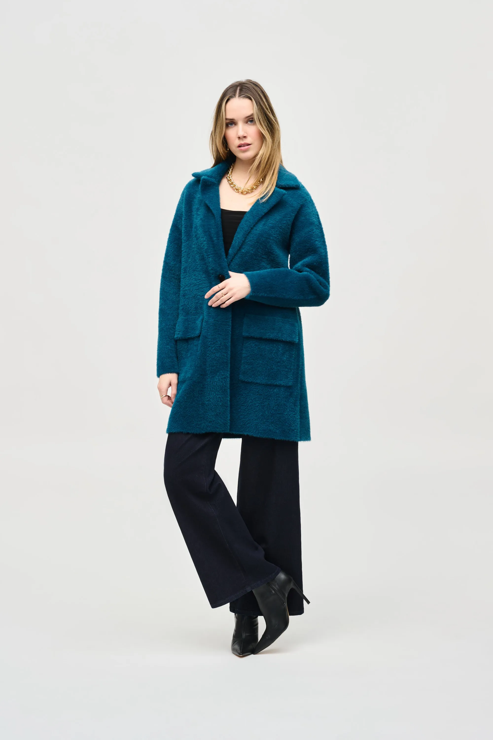 Florry Feather Yarn Sweater Coat in Twilight - Joseph Ribkoff 243922