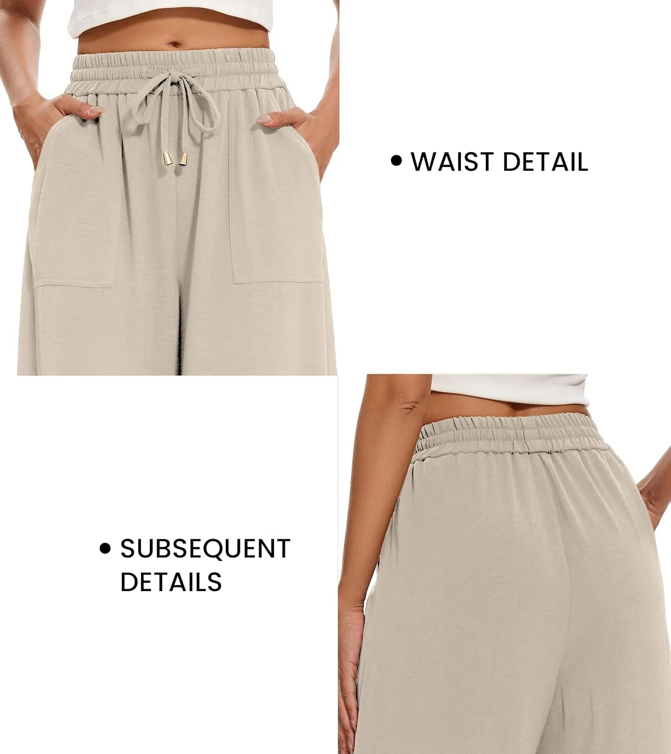 FUNYYZO 2025 Women Palazzo Pants High Waist Casual Wide Leg Long Lounge Pull On Trousers with Pocket