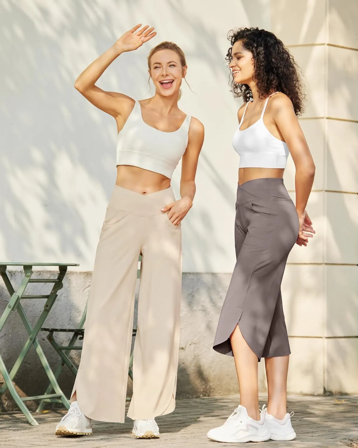 G4Free 25''/27''/29'' Wide Leg Pants for Women Loose Yoga Cross High Waist Dance Palazzo Casual Pants with Pockets