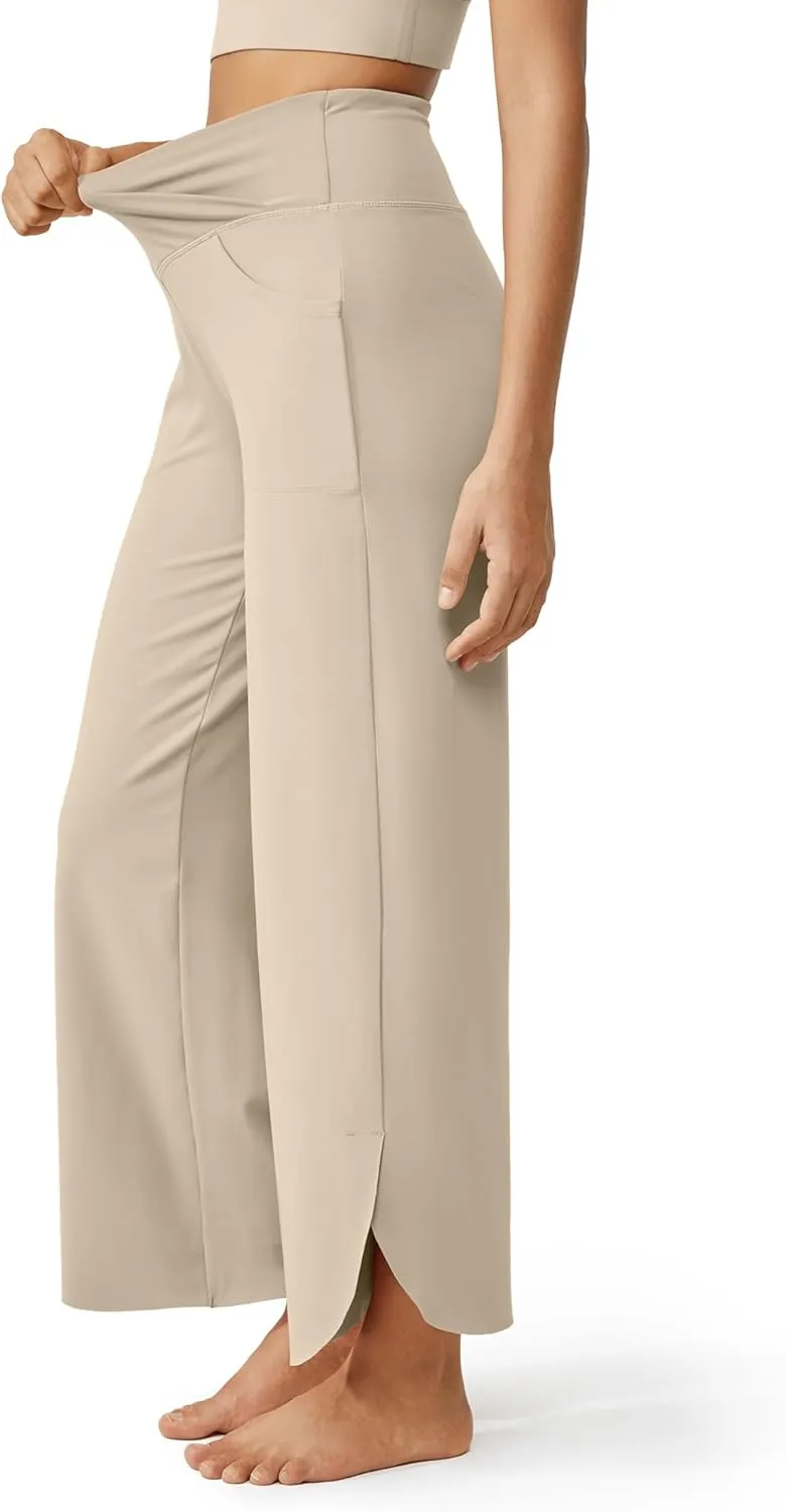 G4Free 25''/27''/29'' Wide Leg Pants for Women Loose Yoga Cross High Waist Dance Palazzo Casual Pants with Pockets