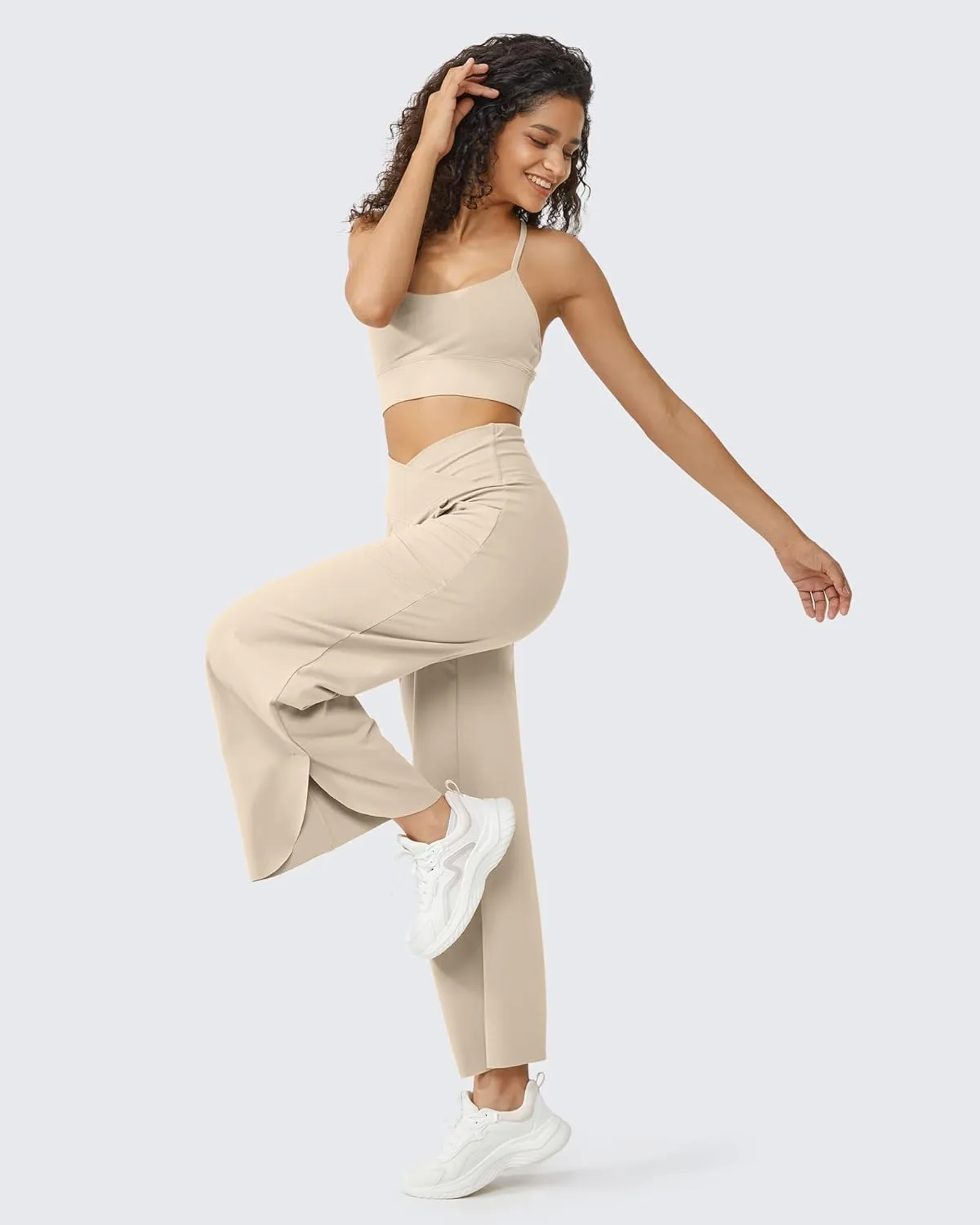 G4Free 25''/27''/29'' Wide Leg Pants for Women Loose Yoga Cross High Waist Dance Palazzo Casual Pants with Pockets