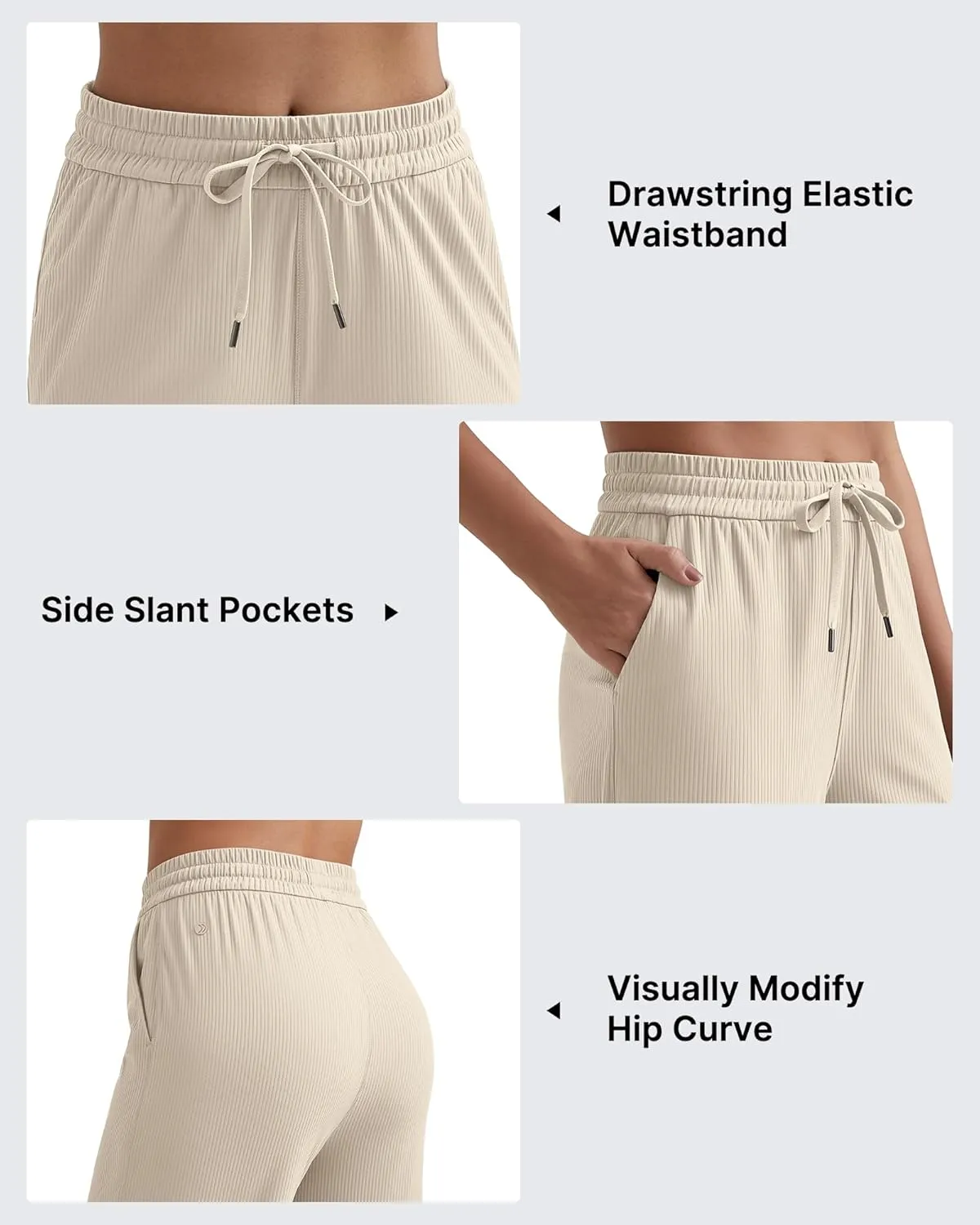 G4Free Ribbed Wide Leg Yoga Pants for Women with Pockets Drawstring High Waist Casual Lounge Pants Petite/Regular/Tall