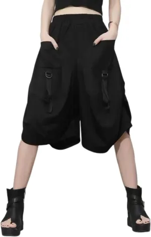 Goth Emo Alt Asymmetrical Skirt Shorts for Women Trendy Summer y2k Black Skorts