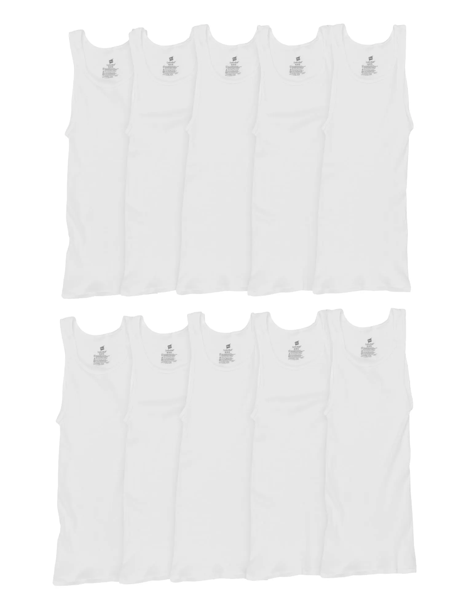 Hanes Men's Super Value Pack White Tank Undershirts, 10 Pack