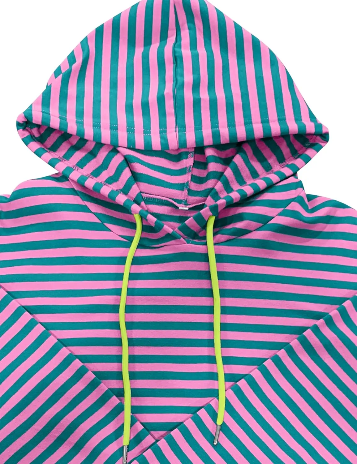 HangNiFang Oversized Striped Sweatshirt for Women Color Block Hoodies Pullover Top Long Sleeve Y2K Clothes