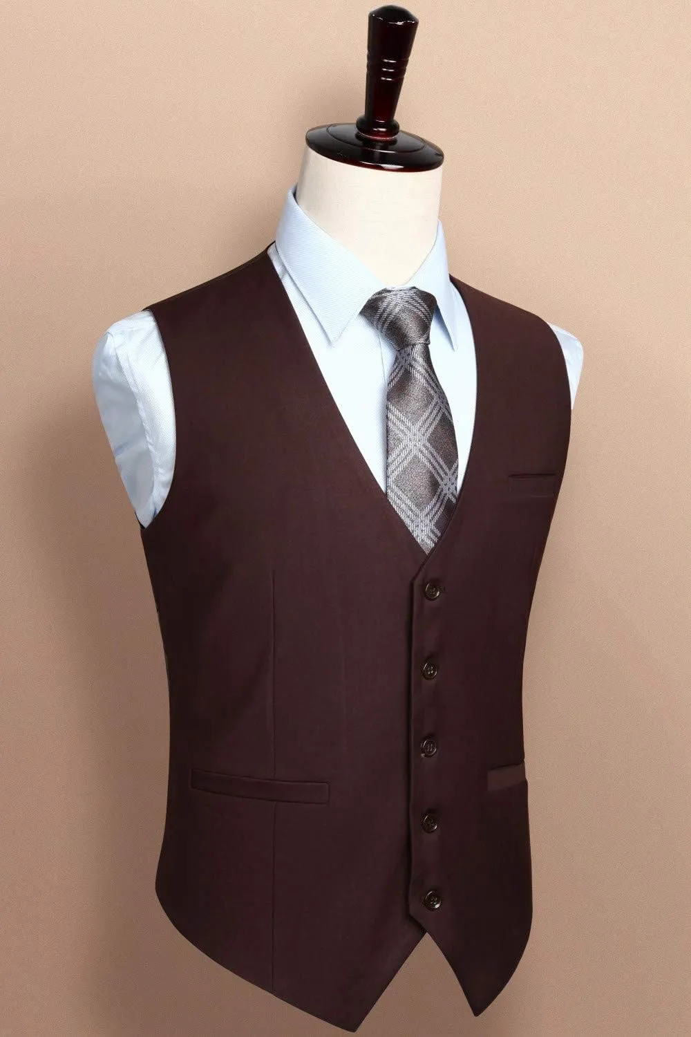 HISDERN Men's Suit Vest Business Formal Dress Waistcoat Vest with 3 Pockets for Suit or Tuxedo Slim Fit