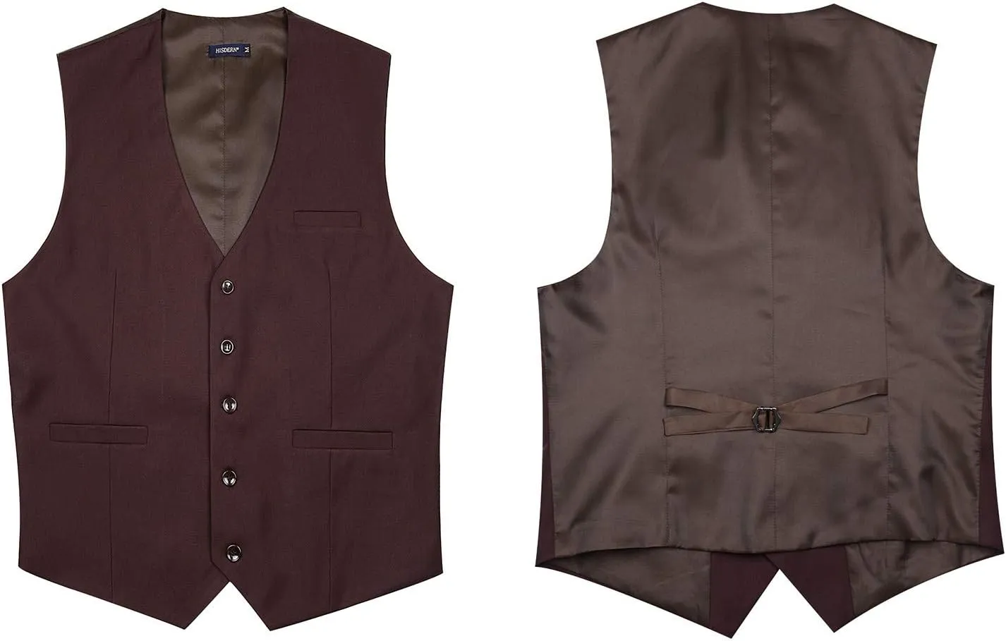 HISDERN Men's Suit Vest Business Formal Dress Waistcoat Vest with 3 Pockets for Suit or Tuxedo Slim Fit