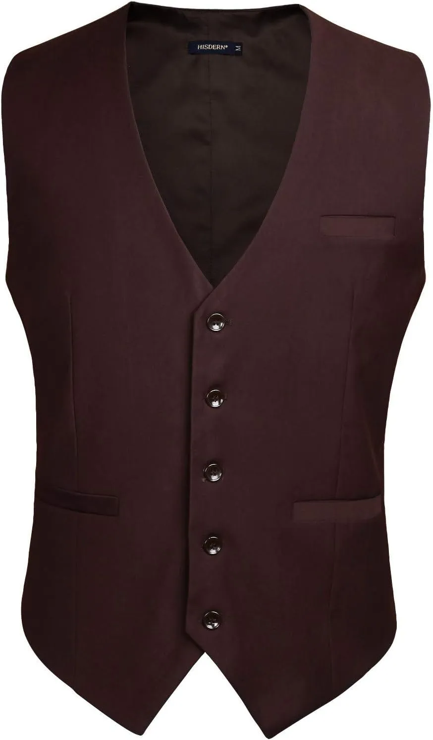 HISDERN Men's Suit Vest Business Formal Dress Waistcoat Vest with 3 Pockets for Suit or Tuxedo Slim Fit