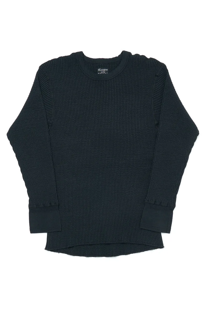 Homespun Knitwear Crew Thermal Bulky Waffle Black
