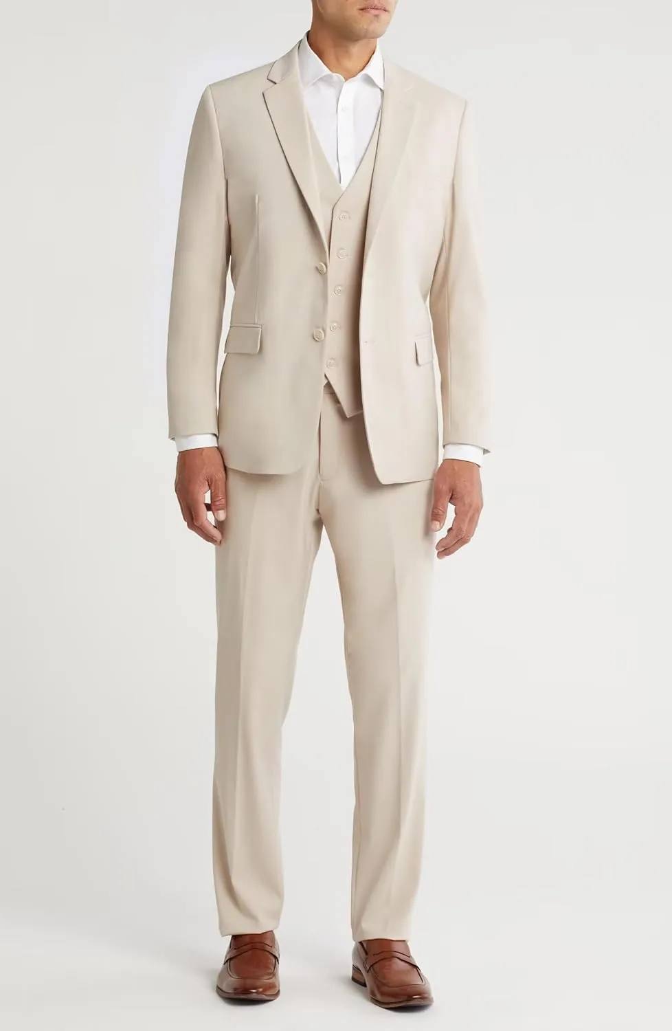 HUUTOE Men's 3 Piece Suits Slim Fit Prom Suits for Men Wedding Dress Suit Summer Blazer Jacket Vest Pants Tuxedo Set