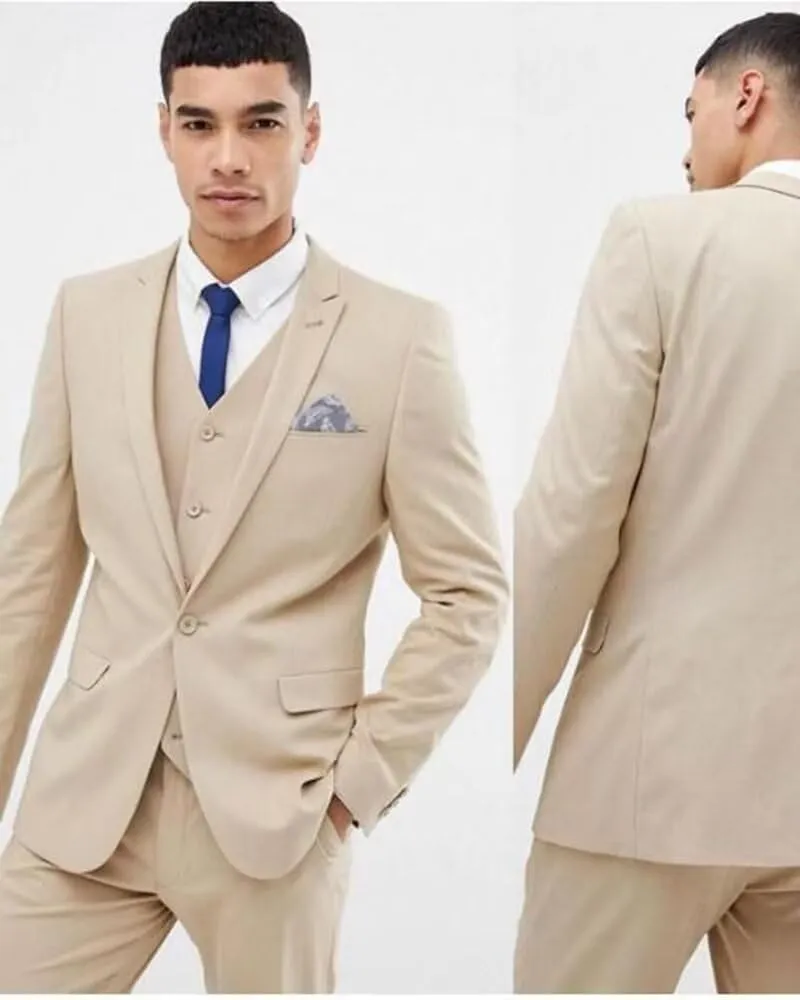 HUUTOE Men's 3 Piece Suits Slim Fit Prom Suits for Men Wedding Dress Suit Summer Blazer Jacket Vest Pants Tuxedo Set