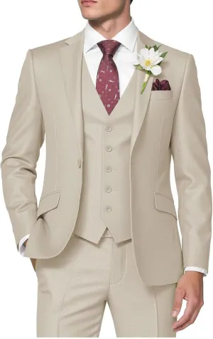 HUUTOE Men's 3 Piece Suits Slim Fit Prom Suits for Men Wedding Dress Suit Summer Blazer Jacket Vest Pants Tuxedo Set