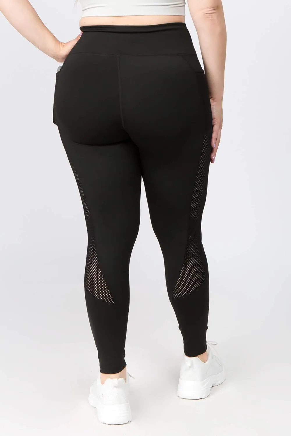 ICONOFLASH Women's Active Tummy Control High Waist Leggings - Yoga Workout Pants with Phone Pocket - Plus Size Options