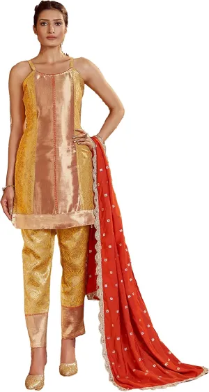 Indian Kurti Pant for Womens With Silk Dupatta | Art Silk Woven Readymade Kurtis Stitched Kurta For Pakistani Women