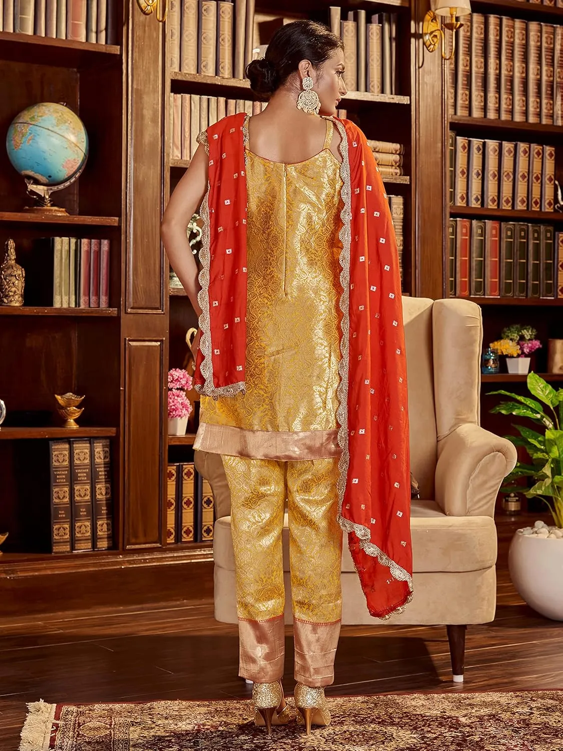 Indian Kurti Pant for Womens With Silk Dupatta | Art Silk Woven Readymade Kurtis Stitched Kurta For Pakistani Women