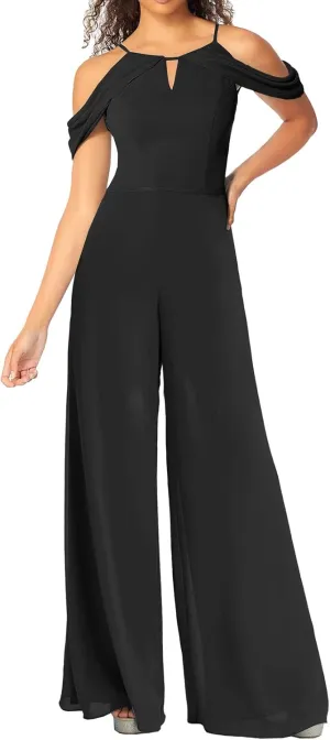 ISABUFEI Jumpsuit Bridesmaid Pantsuit Chiffon Wedding Guest Dresses for Women Evening Gowns Bridesmaid Dress Long Pants Suits
