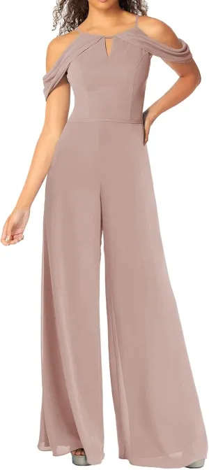 ISABUFEI Jumpsuit Bridesmaid Pantsuit Chiffon Wedding Guest Dresses for Women Evening Gowns Bridesmaid Dress Long Pants Suits