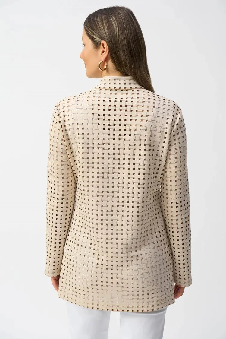 Joseph Ribkoff Beige/Gold Laser Cut Suede Straight Cover-U