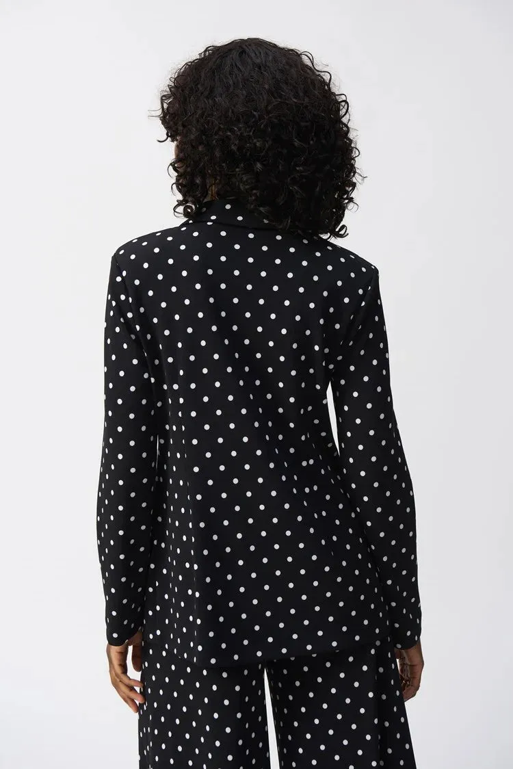 Joseph Ribkoff Black/Vanilla Silky Knit Dot Print Boxy Blazer