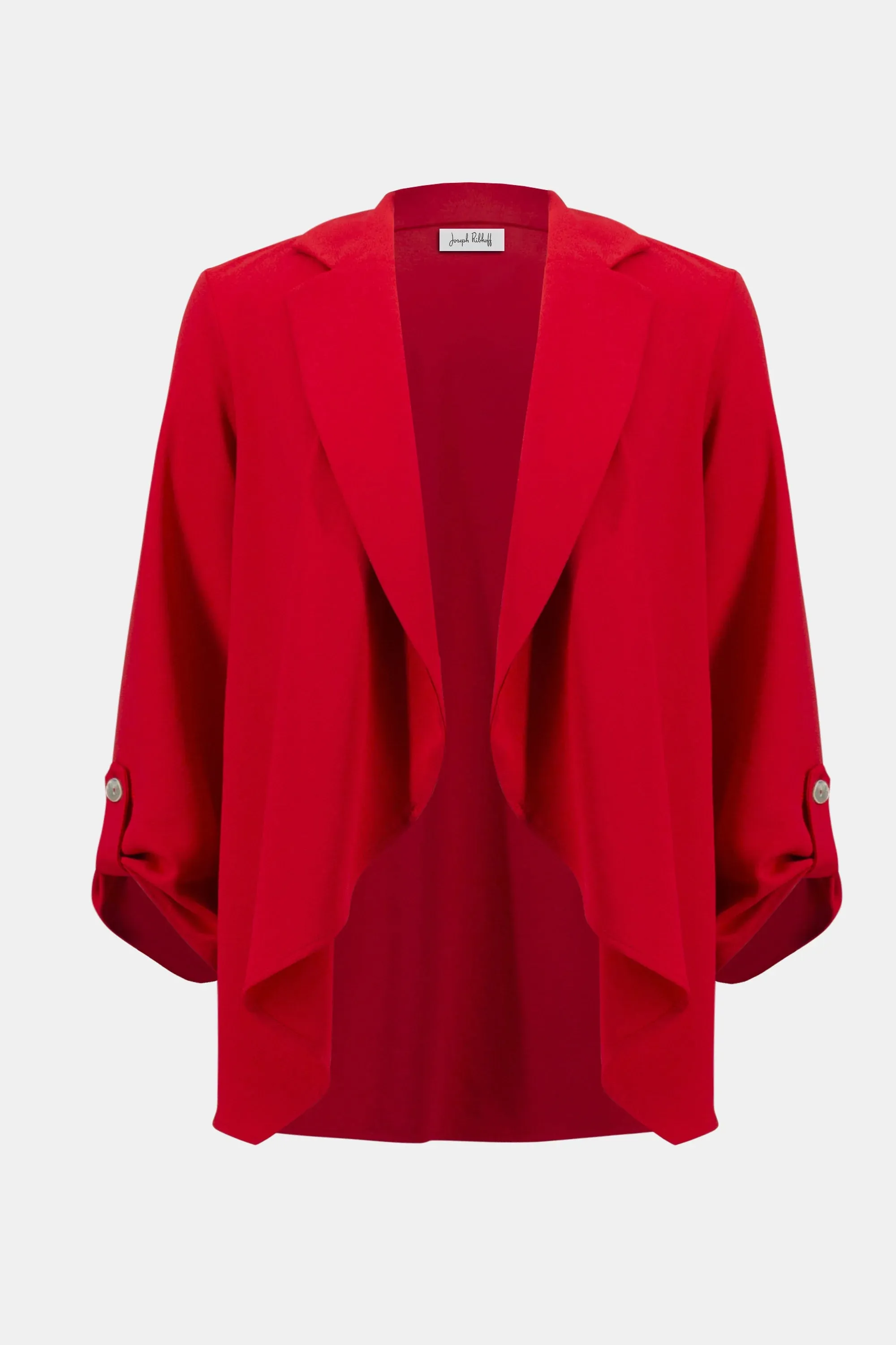 Joseph Ribkoff Radiant Red Eggshell Flared Open Blazer