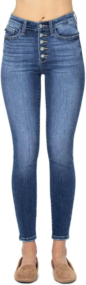 Judy Blue Women's High Waist Button Fly Skinny Jeans 82319