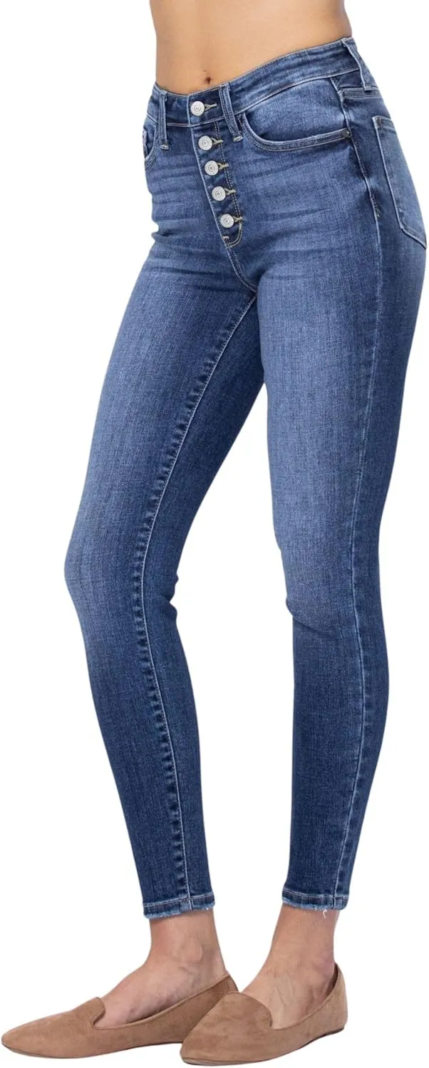 Judy Blue Women's High Waist Button Fly Skinny Jeans 82319