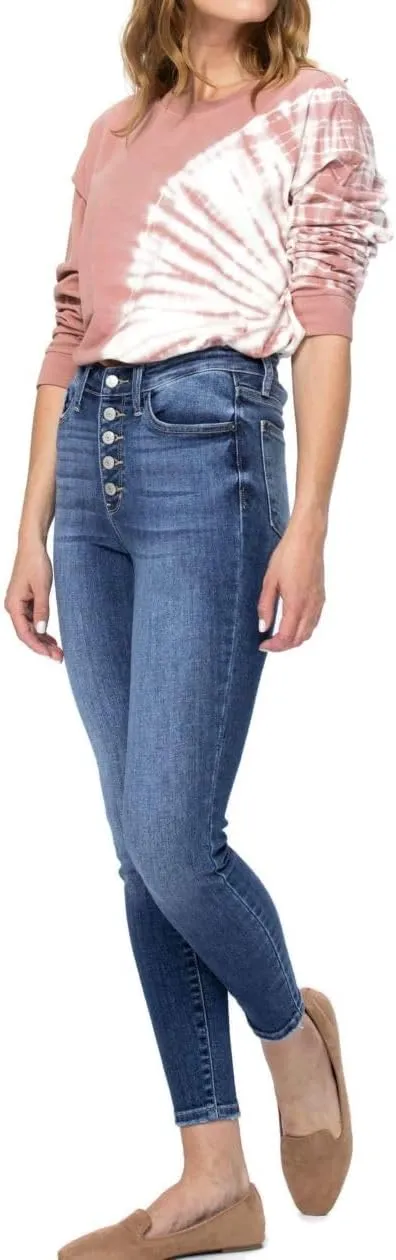 Judy Blue Women's High Waist Button Fly Skinny Jeans 82319