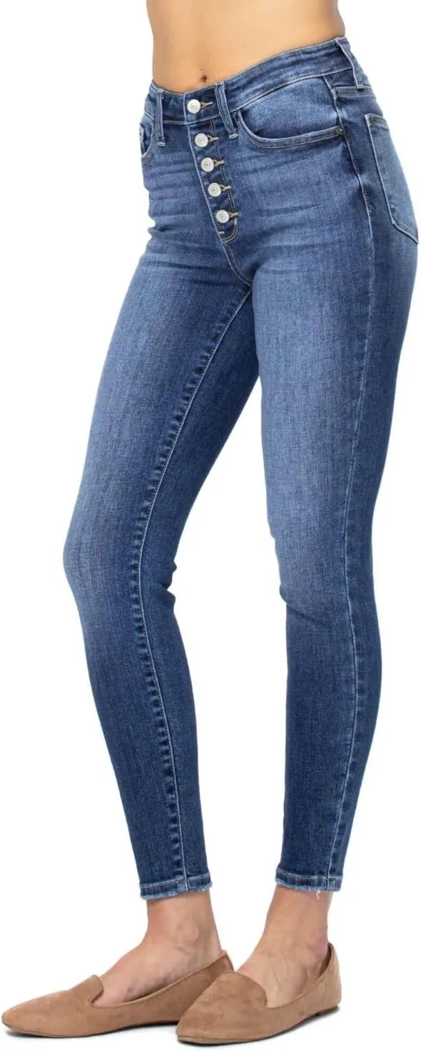 Judy Blue Women's High Waist Button Fly Skinny Jeans 82319