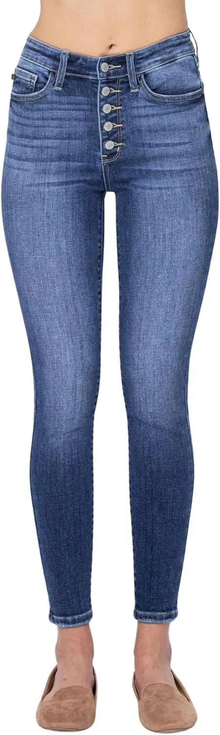 Judy Blue Women's High Waist Button Fly Skinny Jeans 82319
