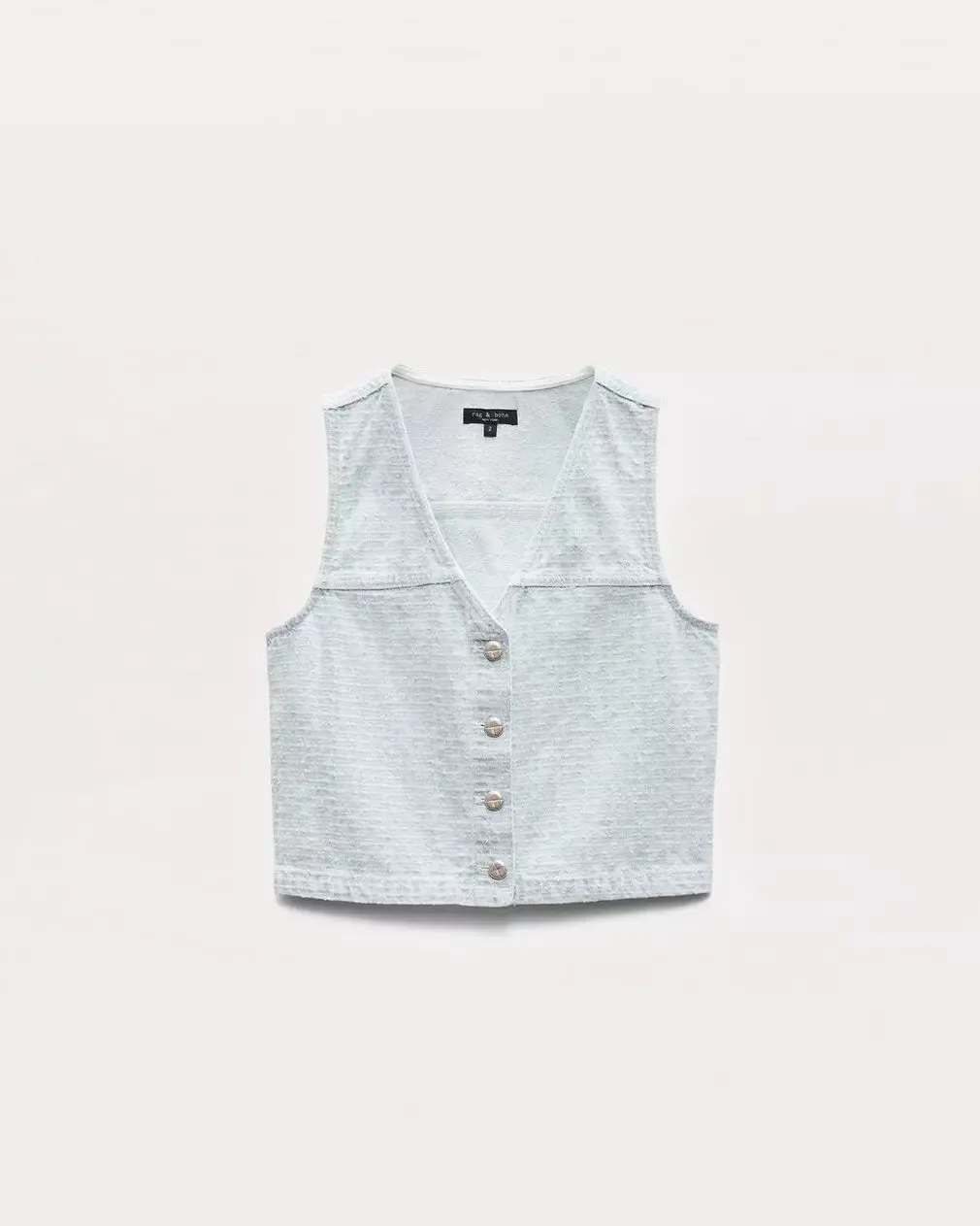 Juliana Textured Denim Vest - Sky Blue Tweed