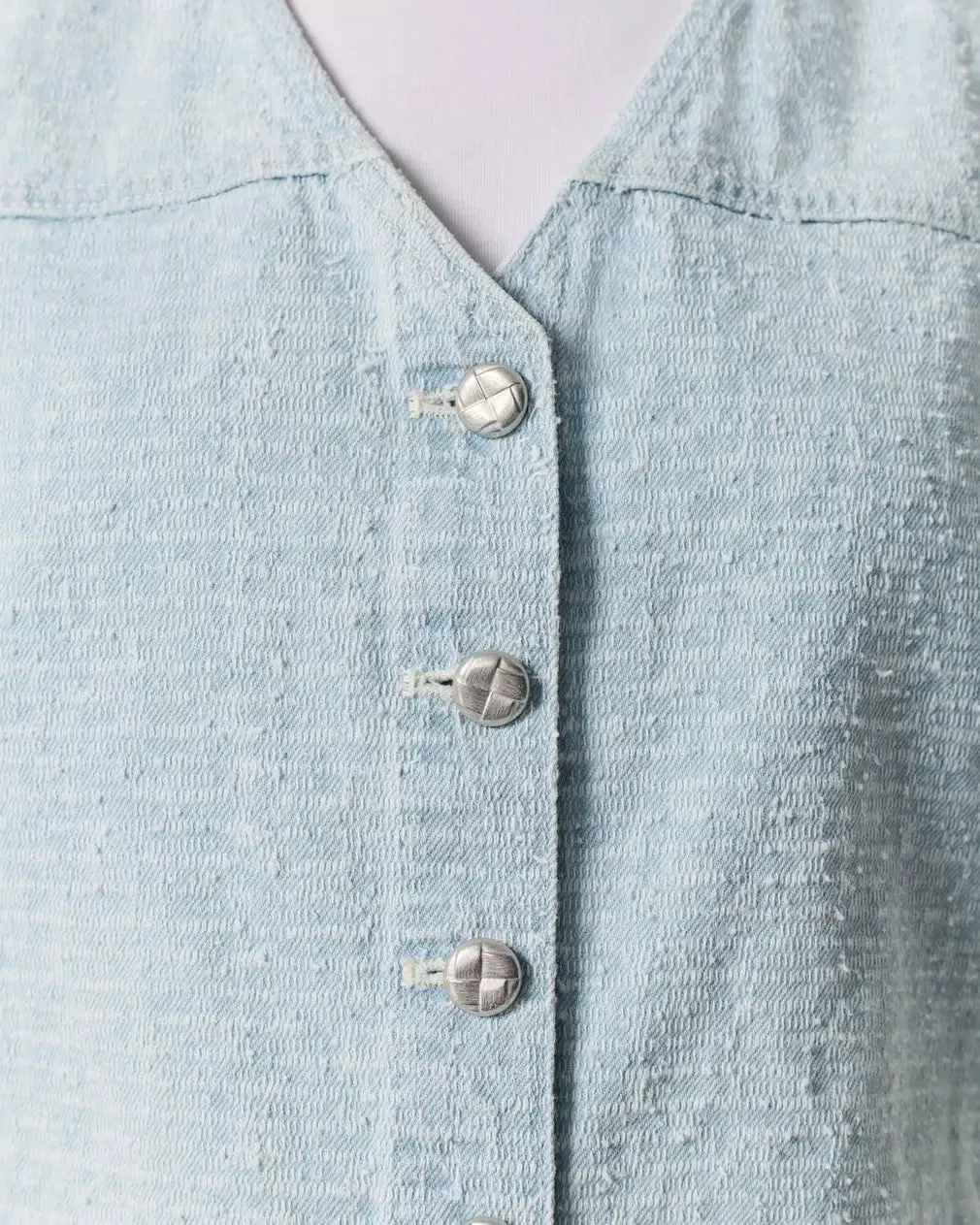 Juliana Textured Denim Vest - Sky Blue Tweed