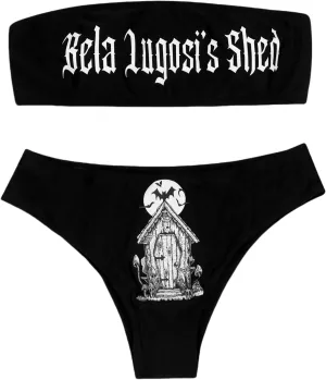 JUMISEE Women Skull Letter Pattern Goth Bikini Set 2 Piece High Waist Bandeau Swimsuit