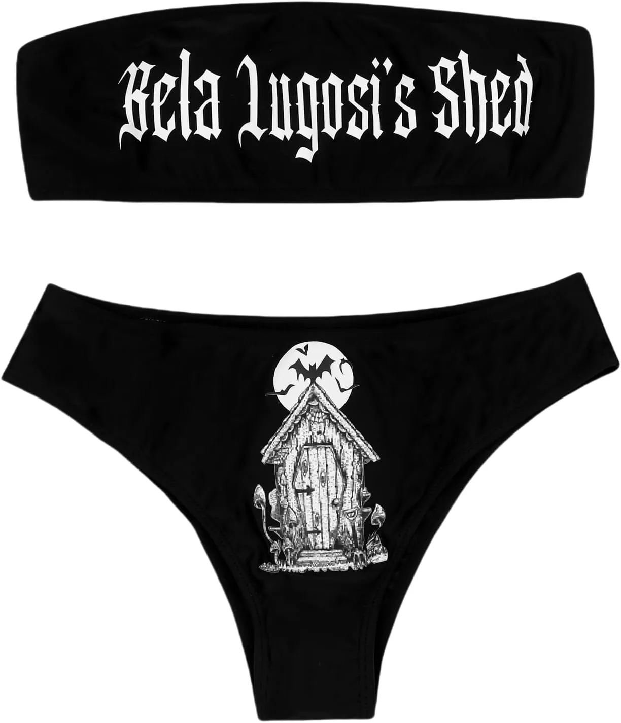 JUMISEE Women Skull Letter Pattern Goth Bikini Set 2 Piece High Waist Bandeau Swimsuit