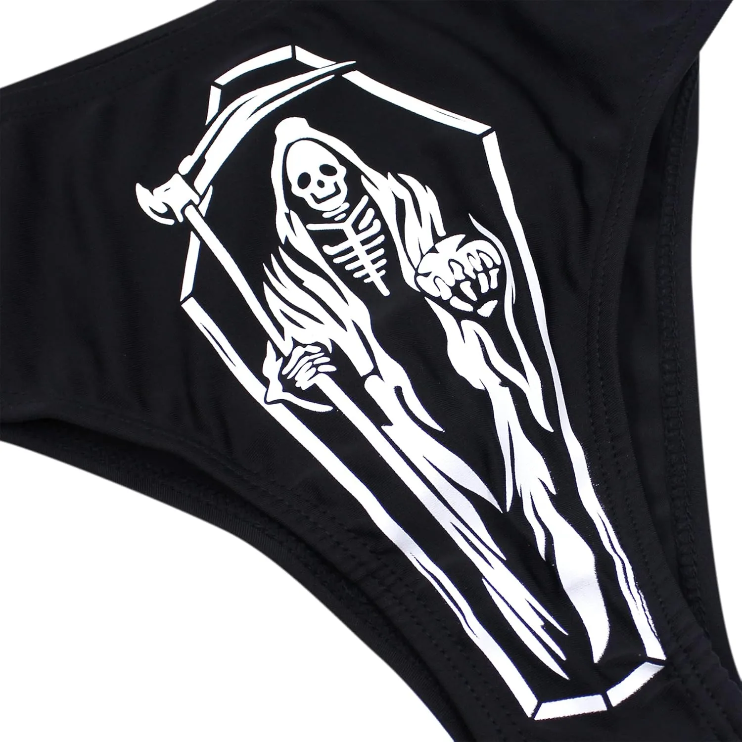 JUMISEE Women Skull Letter Pattern Goth Bikini Set 2 Piece High Waist Bandeau Swimsuit