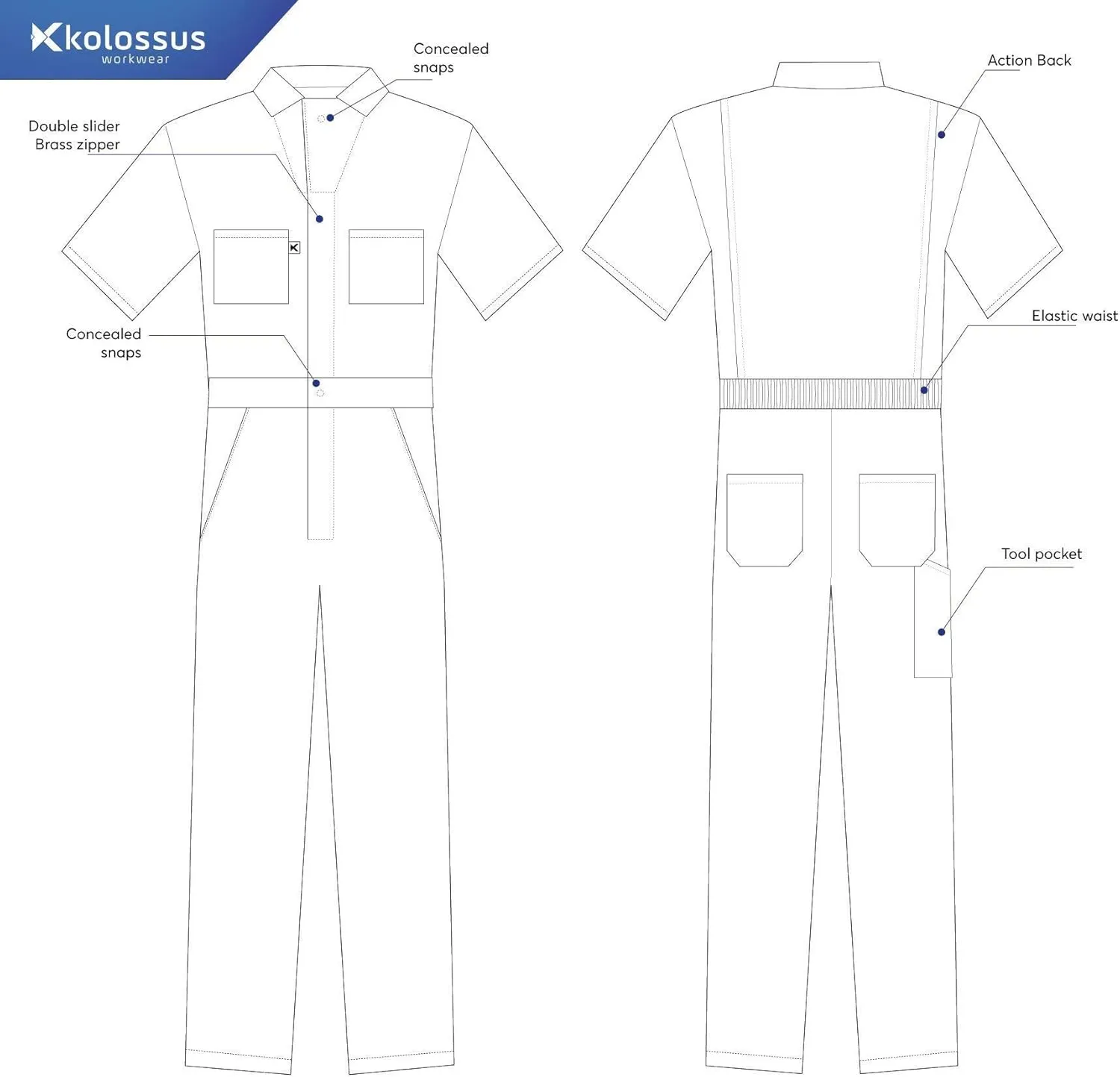 Kolossus Coveralls for Men Short Sleeve - Blended - Work Jumpsuit Men