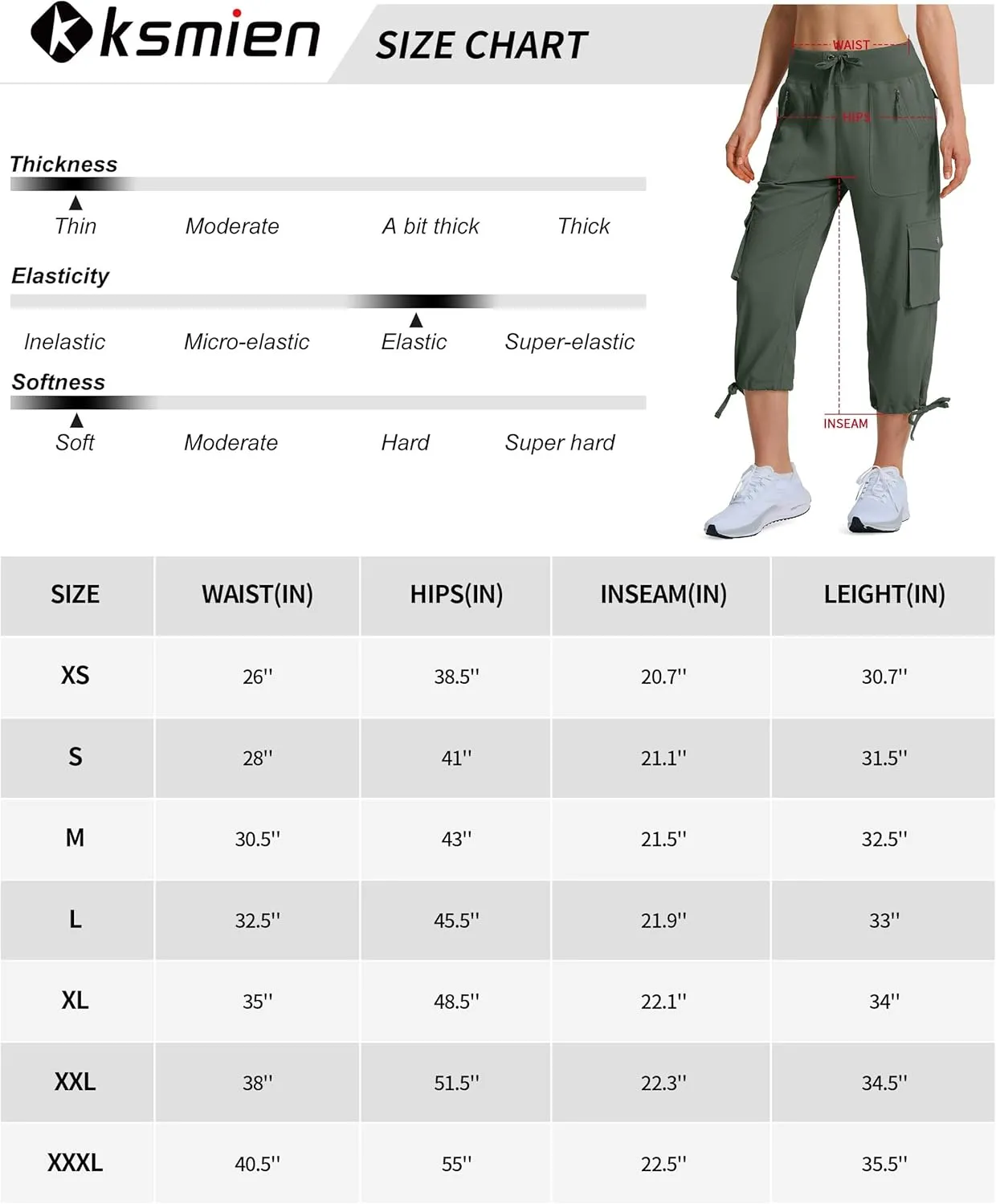 Ksmien Women's Hiking Capris Quick Dry Lightweight Ladies Summer Cargo Pants 8 Pockets for Travel Camping