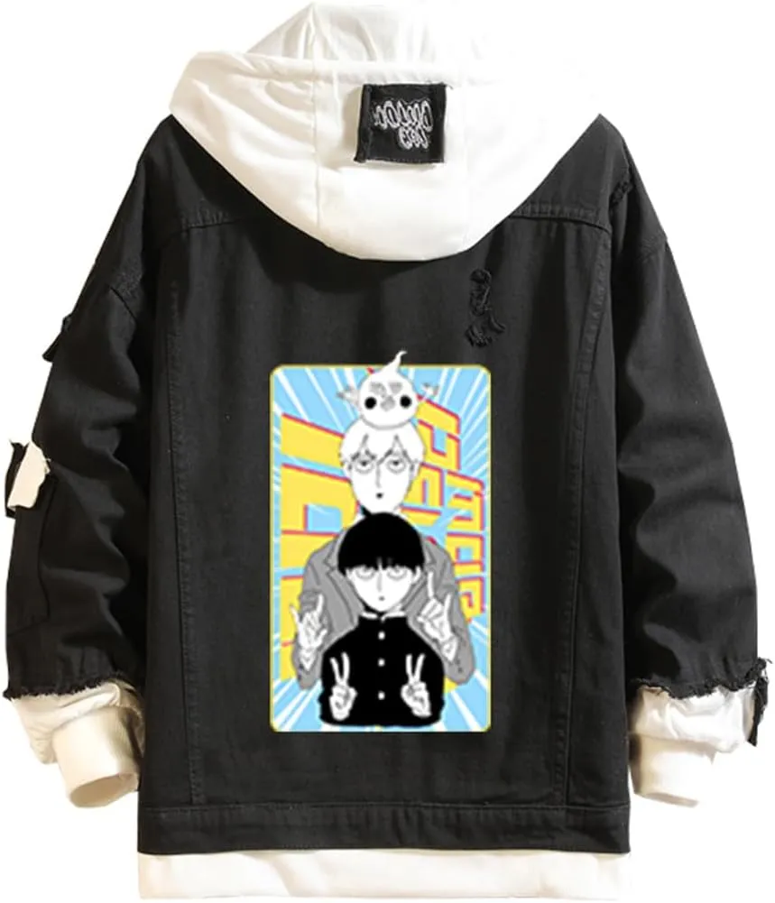 Kvikci Anime Mob Psycho 100 Jeans Jacket Mobu Saiko Hyaku Denim Jacket Hooded Sweatshirt Costume For Women Men