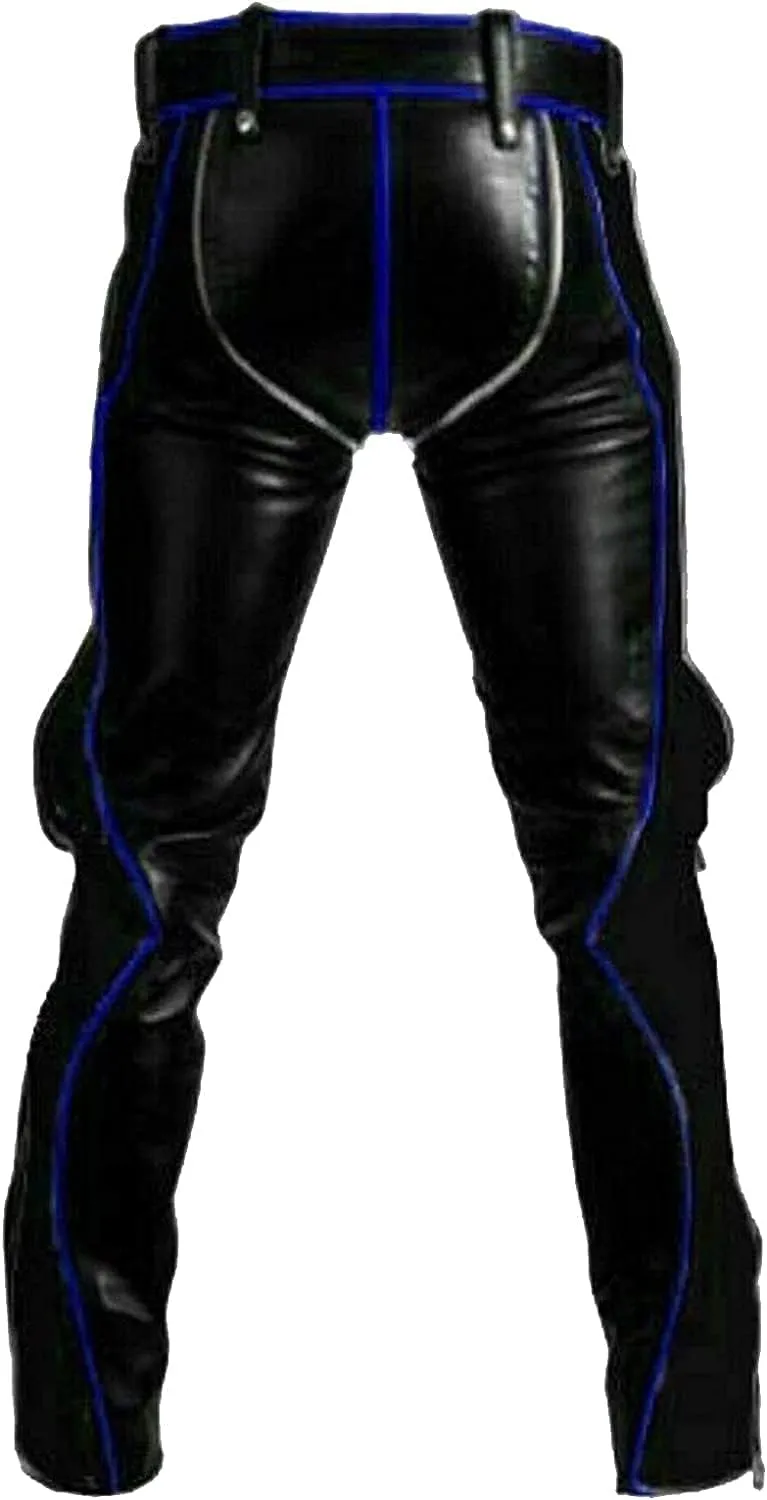 Leather Pants for Men Cowboy Western Traditional Native Casual Fashion Gay Pant