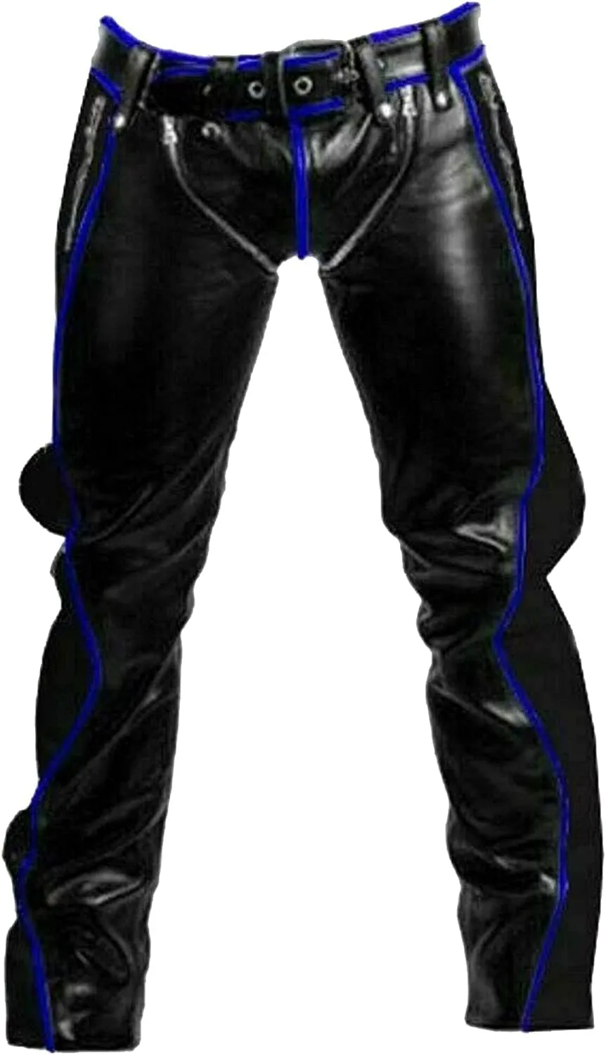 Leather Pants for Men Cowboy Western Traditional Native Casual Fashion Gay Pant