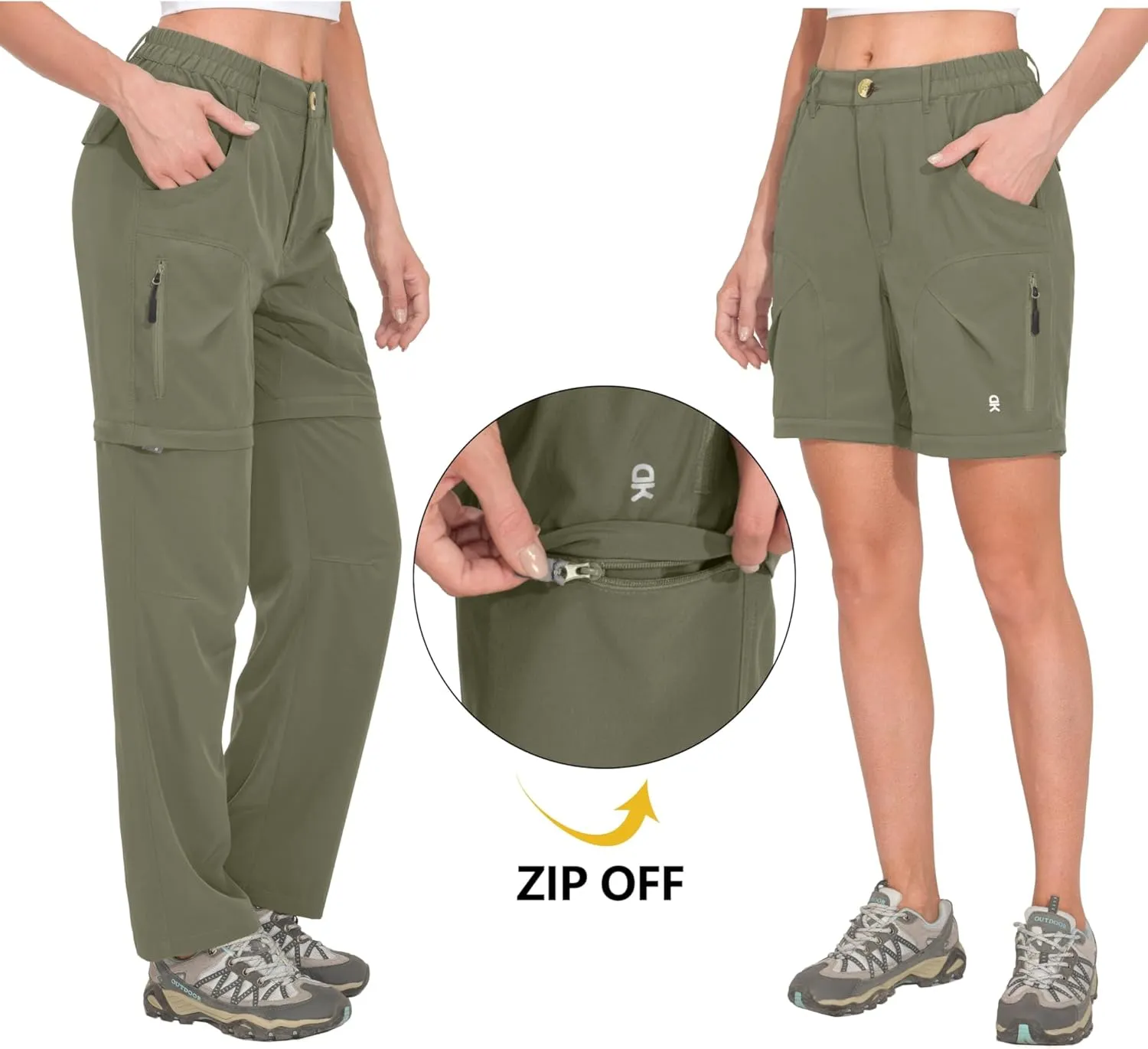 Little Donkey Andy Women's Hiking Zip Off Pants Quick Dry Convertible Shorts UPF 50  Lightweight Outdoor Fishing Safari Pants