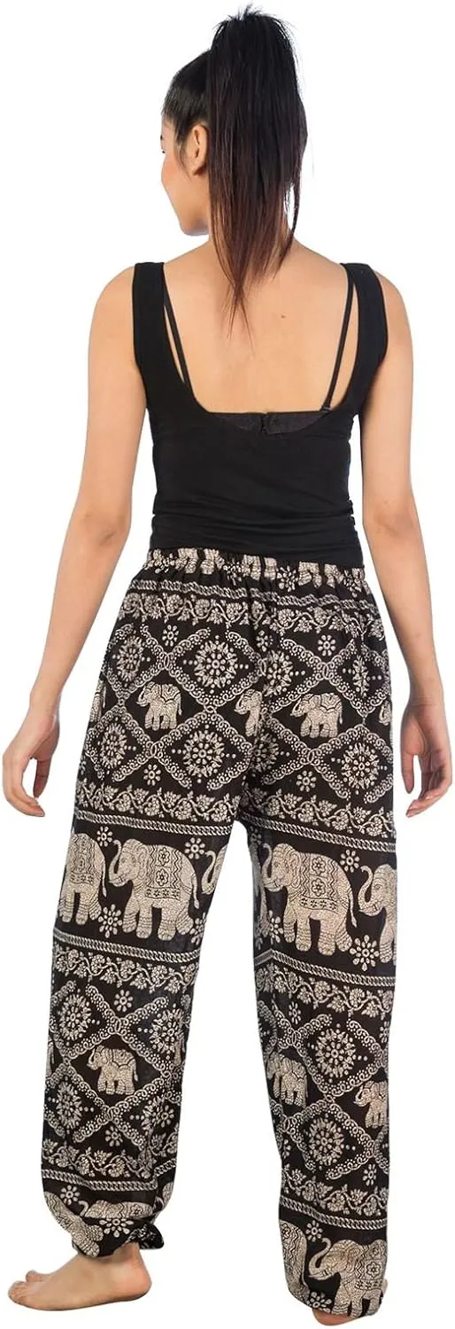 LOFBAZ Harem Pants for Women S-4XL Plus Elephant Yoga Boho Beach Lounge PJs