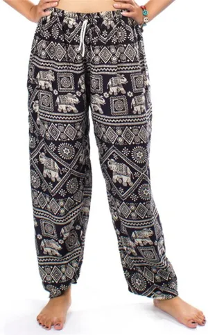 LOFBAZ Harem Pants for Women S-4XL Plus Elephant Yoga Boho Beach Lounge PJs