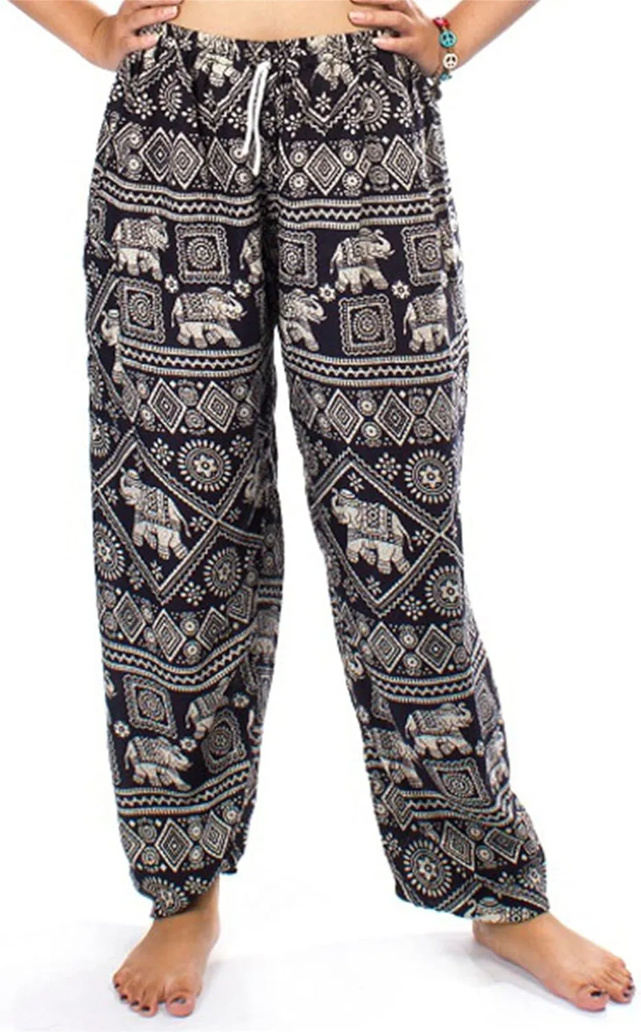 LOFBAZ Harem Pants for Women S-4XL Plus Elephant Yoga Boho Beach Lounge PJs