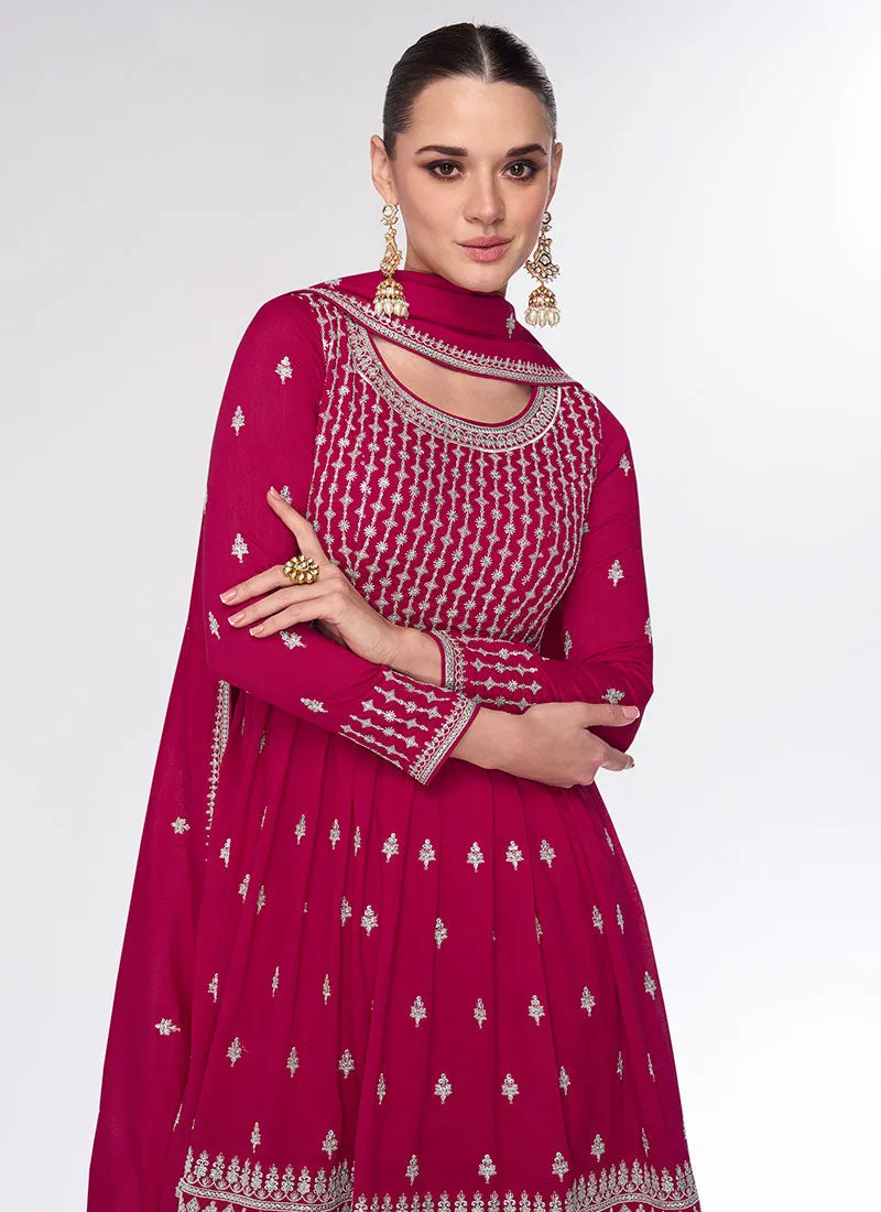 Magenta Sequence Embroidery Wedding Gharara Style Suit