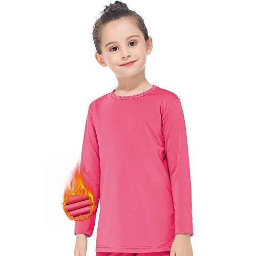 MANCYFIT Thermal Tops for Girls Fleece Lined Underwear Long Sleeve Undershirts Baselayer