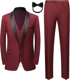 Men Suit for Wedding Party 2 Piece Slim Fit Shawl Lapel 1 Button Tuxedo Winter Fabric Dinner Suit Sets with Tie