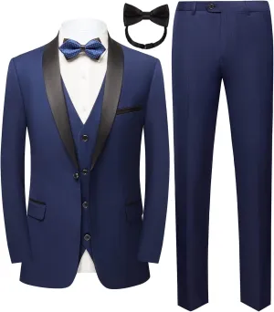 Men Suit for Wedding Party 2 Piece Slim Fit Shawl Lapel 1 Button Tuxedo Winter Fabric Dinner Suit Sets with Tie
