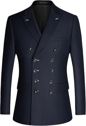 Men's 2 Pieces Suit Slim Fit Double Breasted Suit Jacket Lapel Business Tuxedo Classic (Suit Jacket   Pants)
