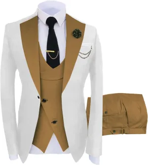 Men's 3 Pieces Suit Slim Fit Tuxedo Suit Formal Business Best Man Wedding Suit Jacket Pants Set