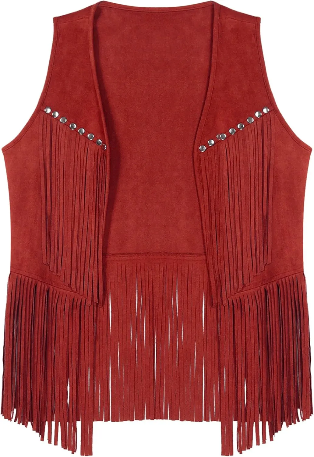 Men's Cowboy Western Suede Leather Tassel Sleeveless Vest Jacket Gothic Waistcoat Coat
